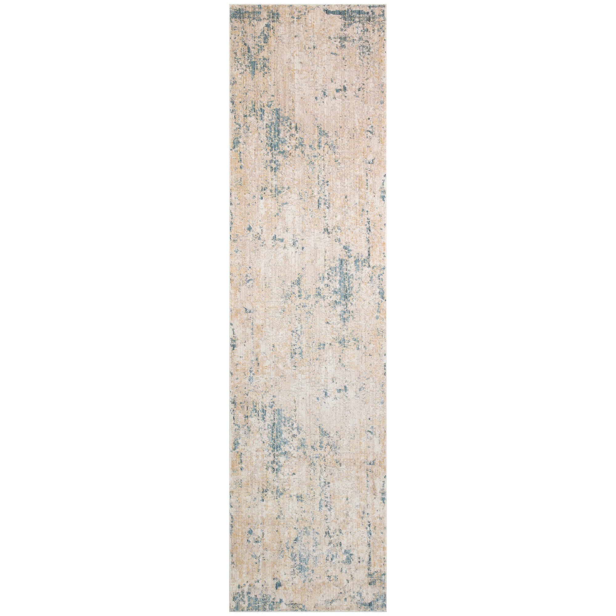 Essence Distressed Abstract Essc04 Runner Rugs In Gold Teal